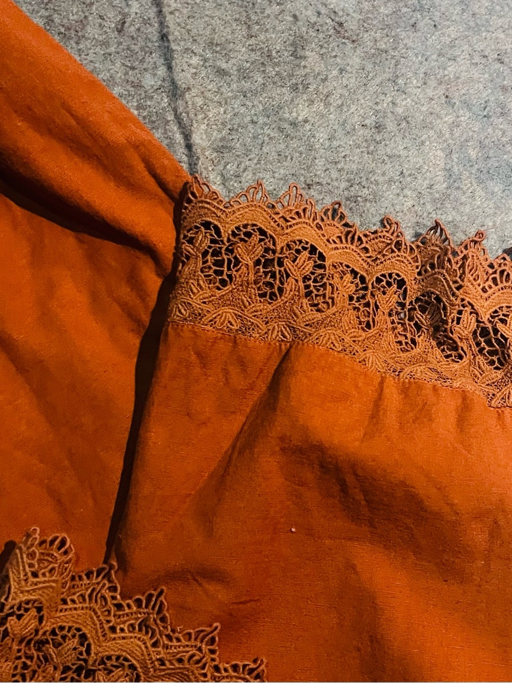 Billabong Rust Lace-Trim Wide-Leg Jumpsuit - Picture 8 of 11